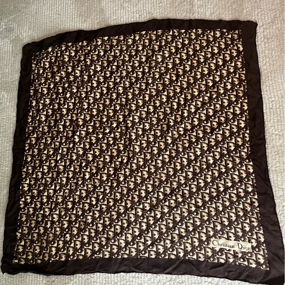 VINTAGE DIOR CD MONOGRAM SILK SCARF - Picture 2 of 3